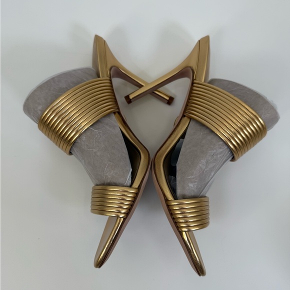 Veronica Beard Asha Mignon High Heel Gold Metallic Strappy Stiletto Sandals SZ 6 - Picture 7 of 17